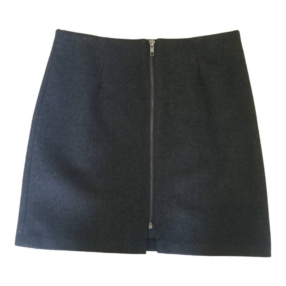 Six Crisp Days Size Medium Gray Wool Blend ZipUp Front Mini Skirt Anthropologie